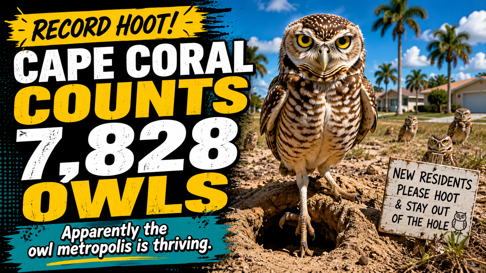 Cape Coral Counts 7,828 Burrowing Owls — Apparently We’re Running an Owl Metropolis Now
