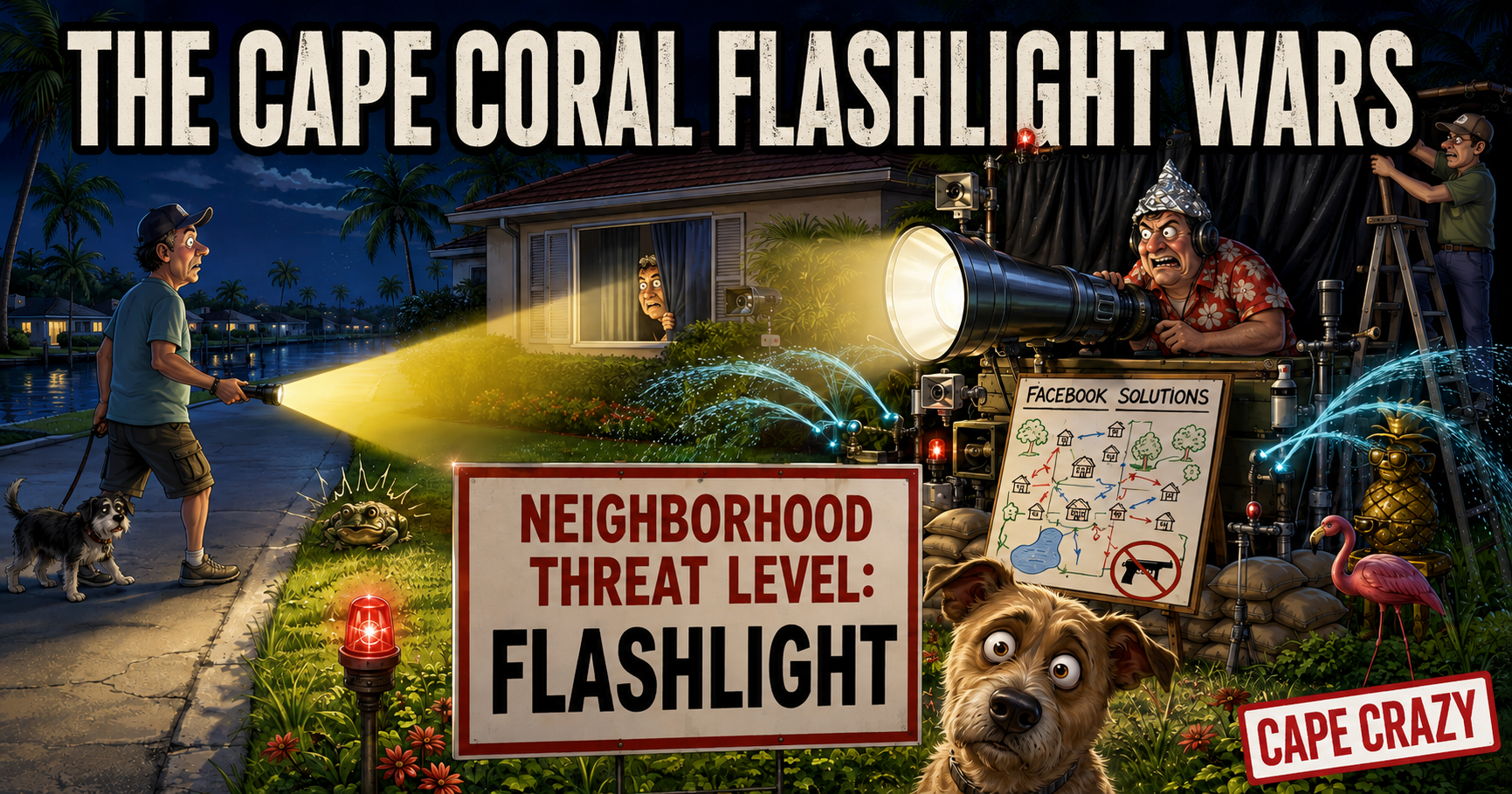 Cape Coral Flashlight Dispute Escalates to Sprinklers, Pit Bulls and Pellet Guns