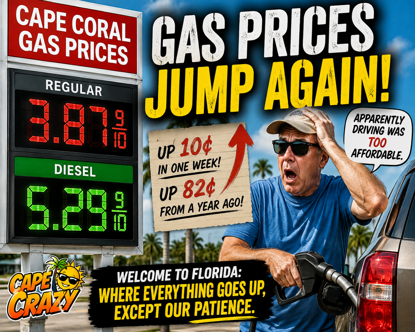 Cape Coral Gas Prices Jump Again — Because Apparently Driving Was Too Affordable