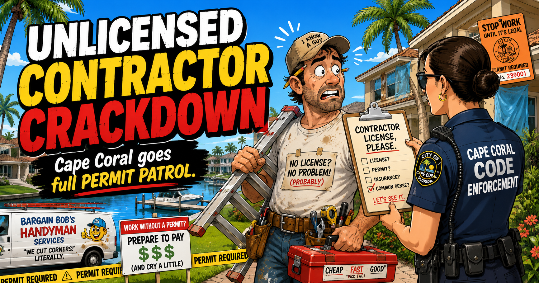 Cape Coral Plans Crackdown on Unlicensed Contractors — Because Apparently the Cheap Guy With a Ladder Has Had a Good Run