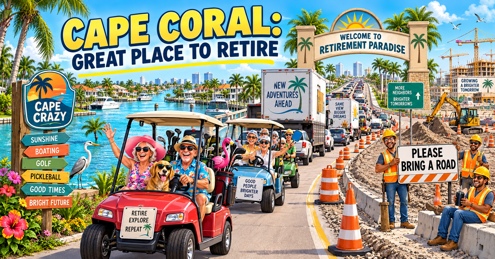 Cape Coral Named One of America’s Best Places to Retire; Please Allow 45 Minutes to Reach It Through Traffic